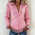 Madeleine │ Blusa de ante con flecos y botonadura