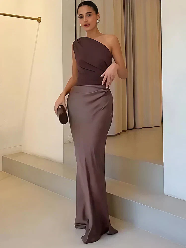 Anneliese | Vestido Maxi de Columna con un Hombro