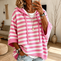 Emilie – Jersey Poncho de Rayas Rosa