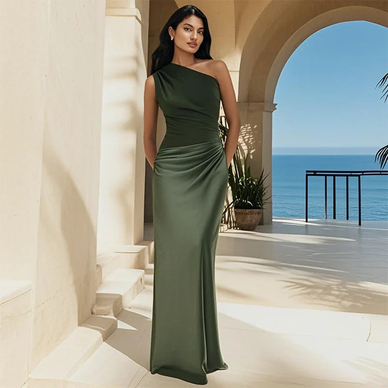 Anneliese | Vestido Maxi de Columna con un Hombro