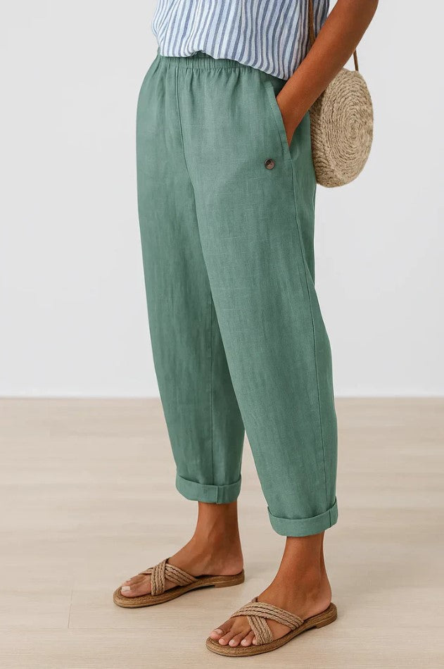 Larson - Pantalón de Lino y Algodón Ligero