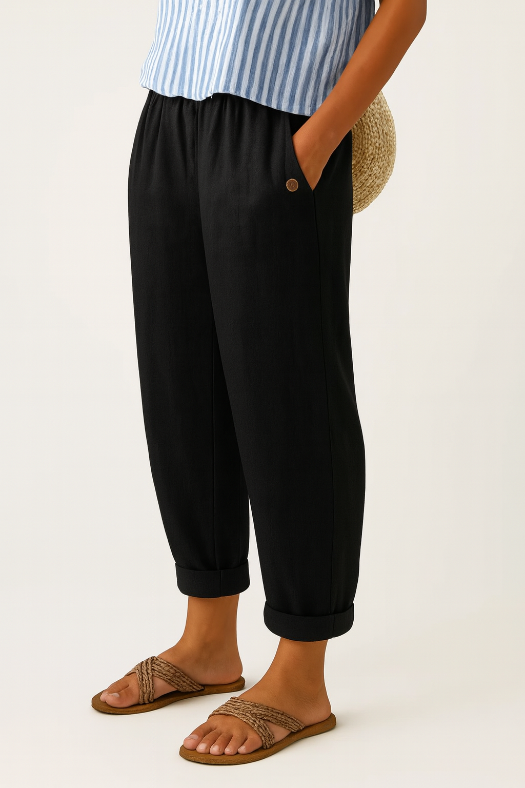 Larson - Pantalón de Lino y Algodón Ligero