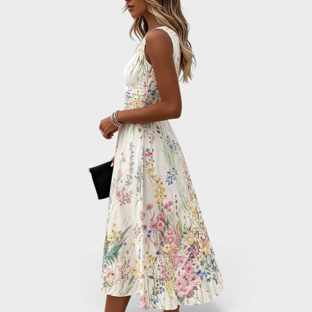 Kimberly: vestido midi floral sin mangas