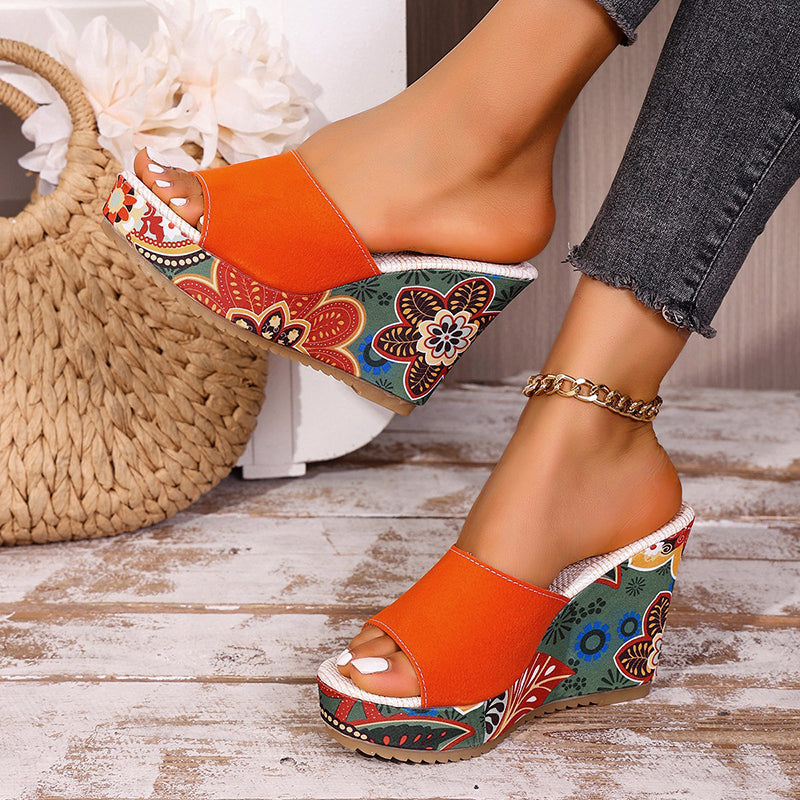 Nova Rossi, sandalias de cuña de terciopelo estilo boho