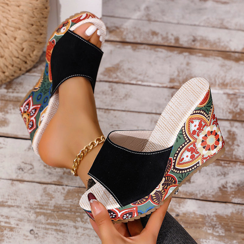 Nova Rossi, sandalias de cuña de terciopelo estilo boho