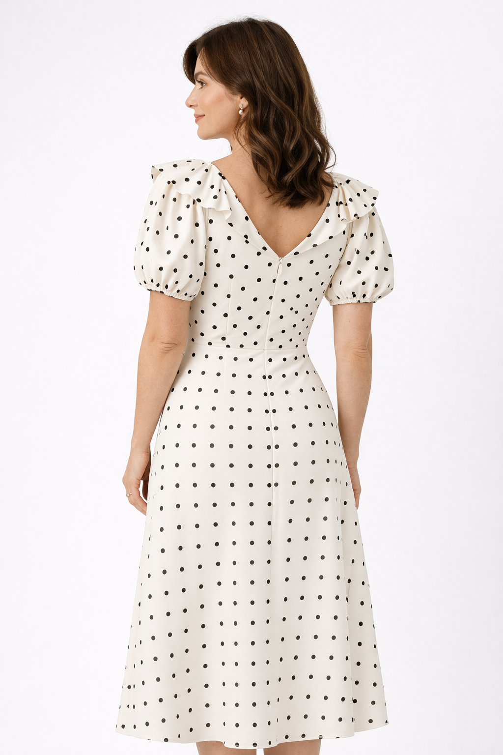 Loveday | Vestido midi de lunares con volantes