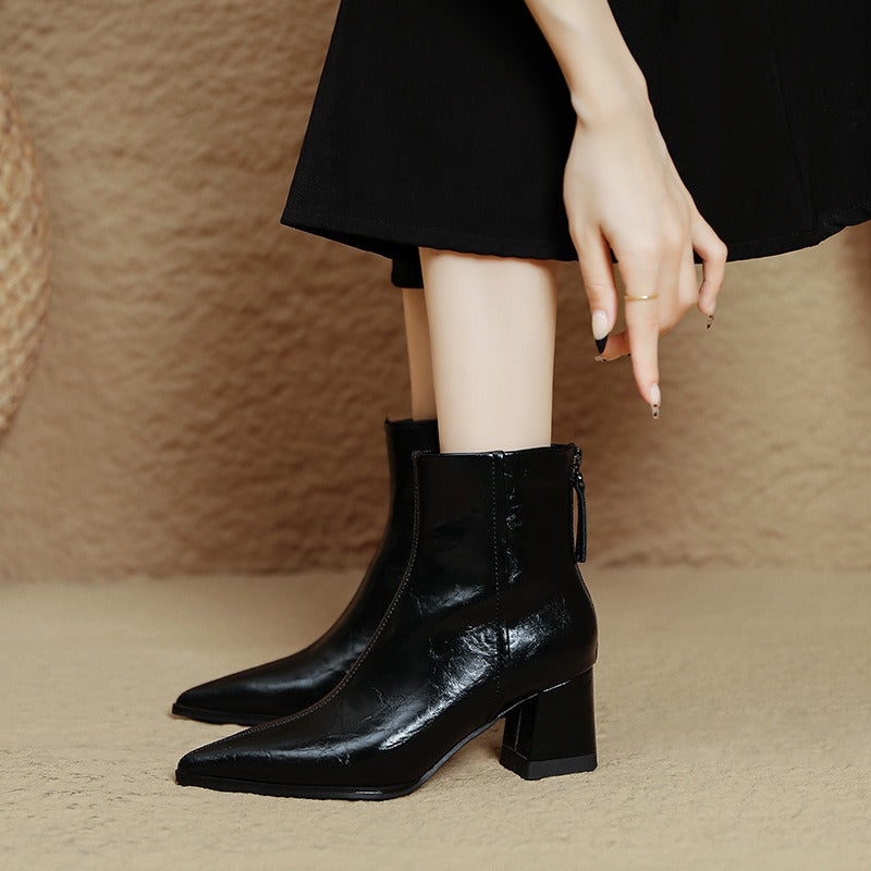 Riona – Botines de Piel Auténtica con Tacón de Bloque