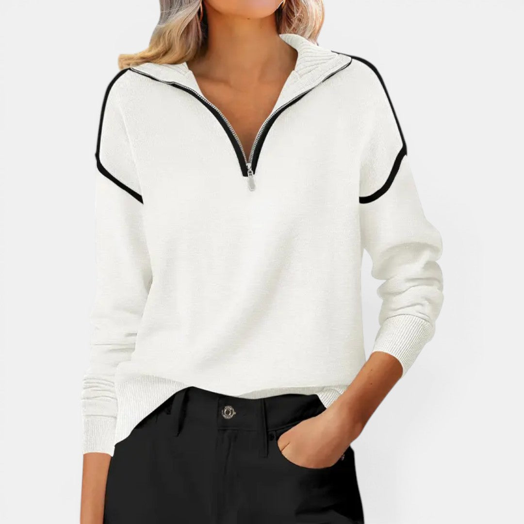ZIBBY™ – Jersey con Cremallera Corta y Bloques de Color