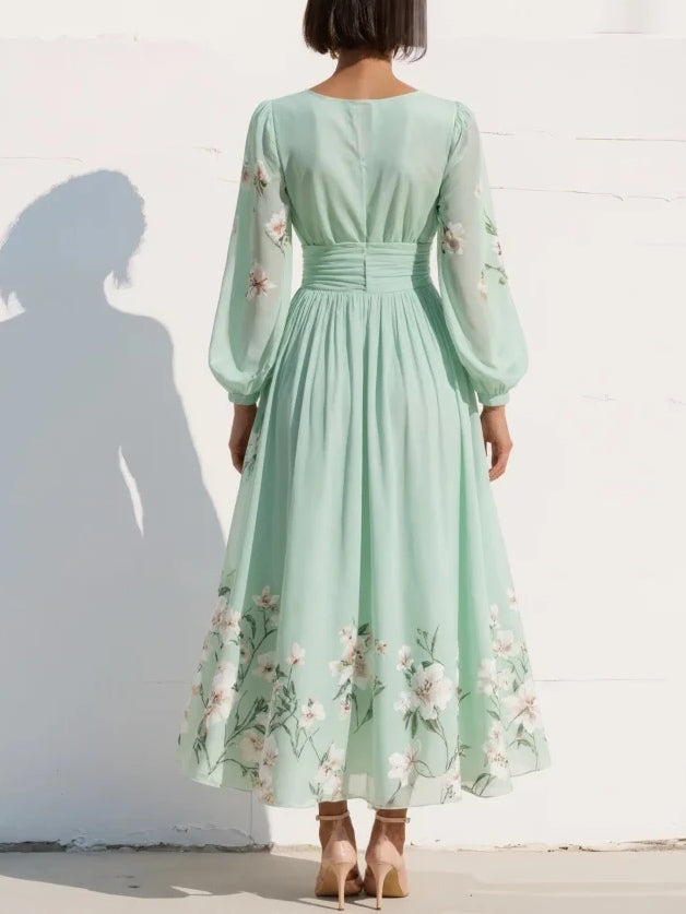 Emmeline | Vestido midi con manga abullonada