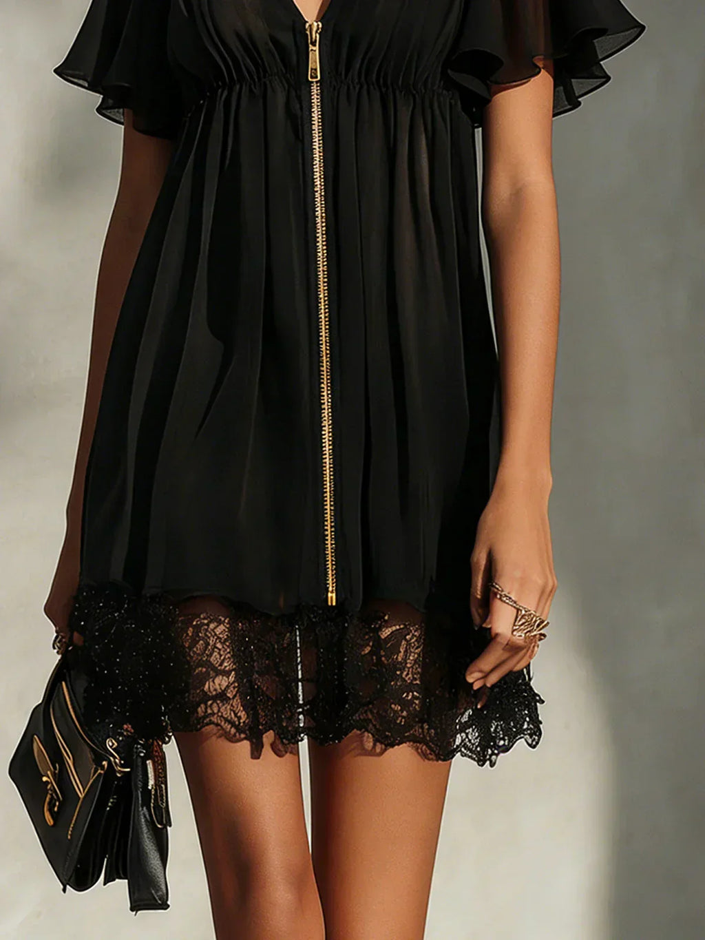 Sanya™ | Vestido Mini de Encaje con Cremallera Frontal