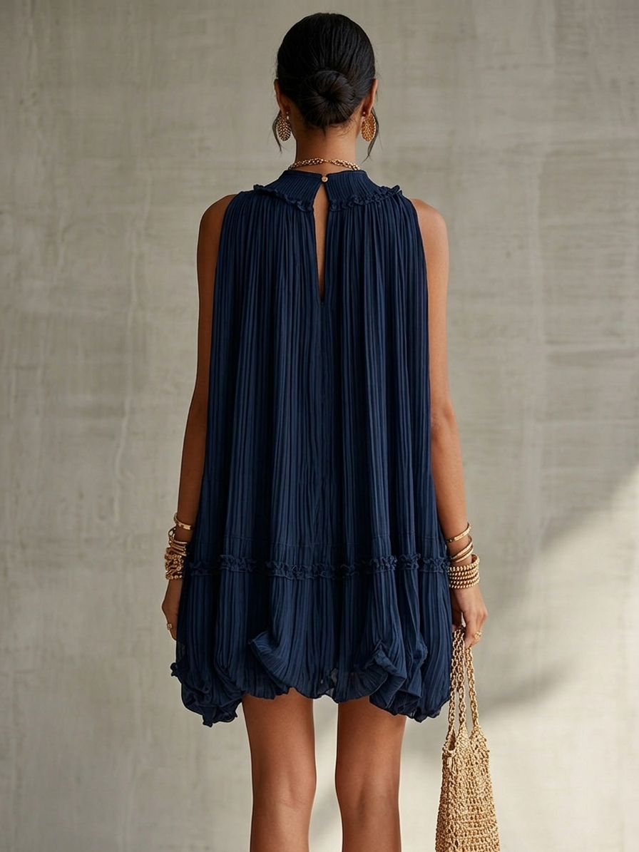 Primrose | Vestido midi azul noche con volantes