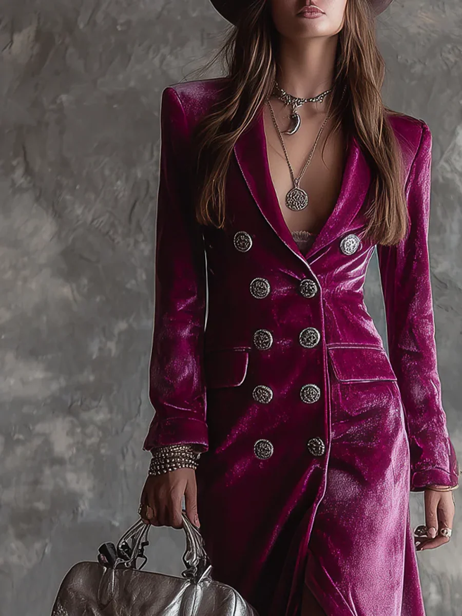 Vera™ | Vestido Maxi Blazer de Terciopelo
