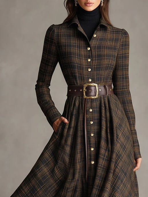 Guti | Vestido Camisero Largo de Cuadros