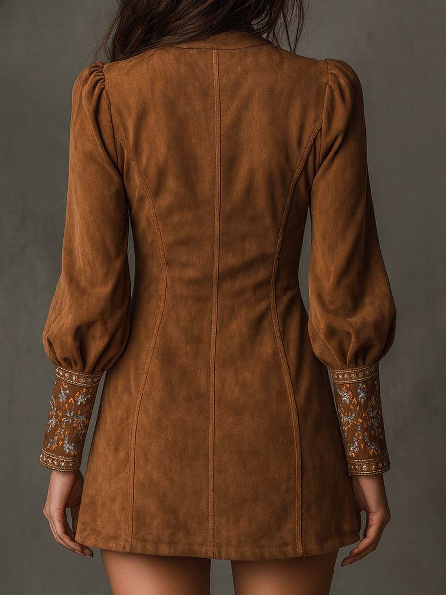 Harlow | Vestido corto bordado en ante sintético