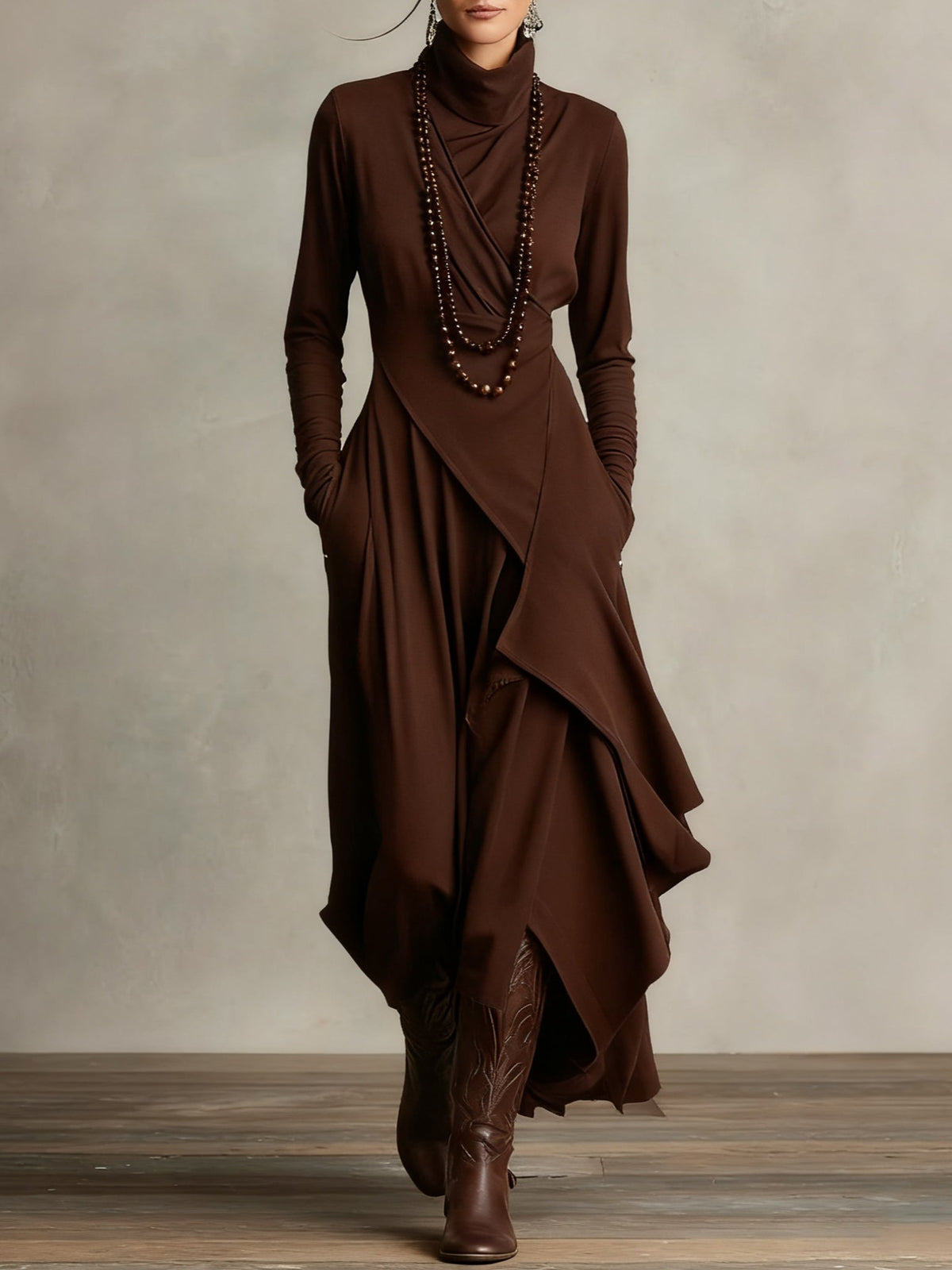 Marivelle™ | Vestido largo elegante de cuello alto