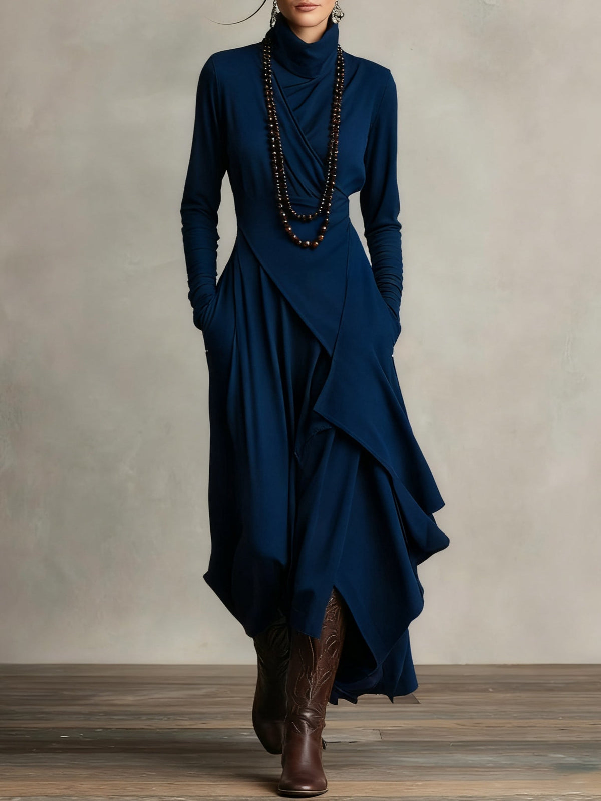 Marivelle™ | Vestido largo elegante de cuello alto