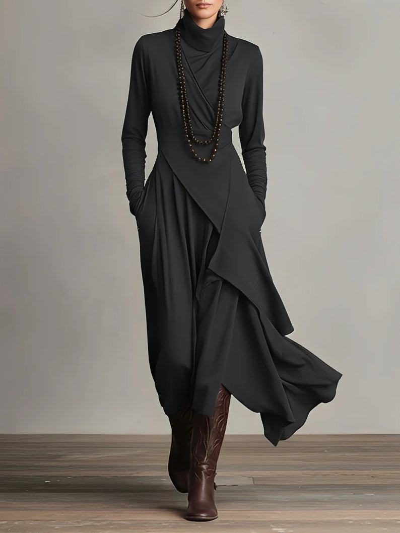 Marivelle™ | Vestido largo elegante de cuello alto