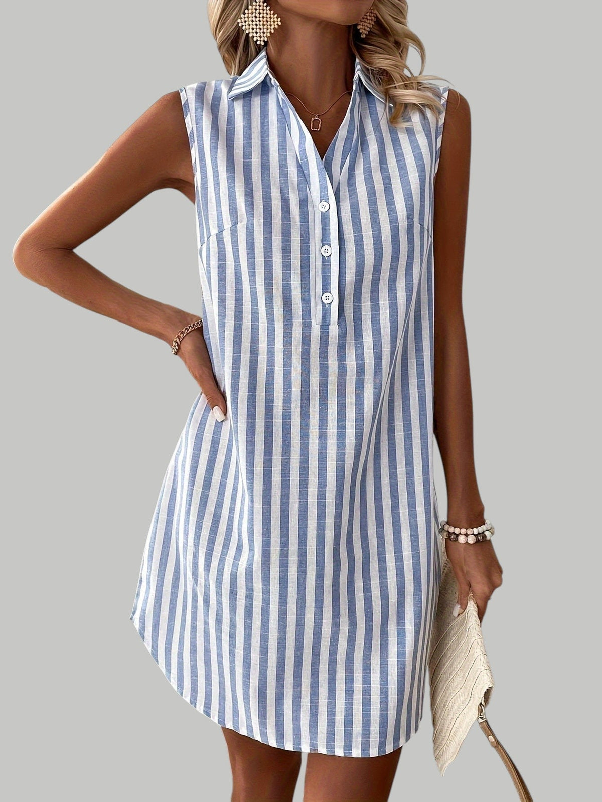Frenzi - Vestido camisero de rayas