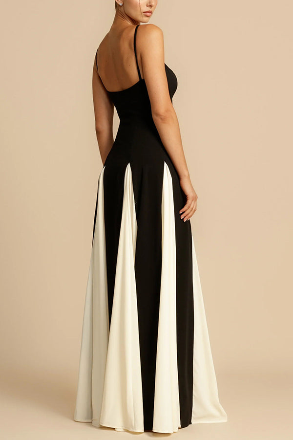 Vestido largo lencero evasé de tul por paneles, elegancia atemporal