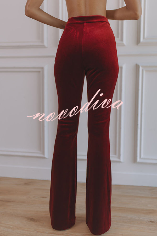 Pantalón acampanado Delicate Daze de terciopelo con talle alto y cintura elástica