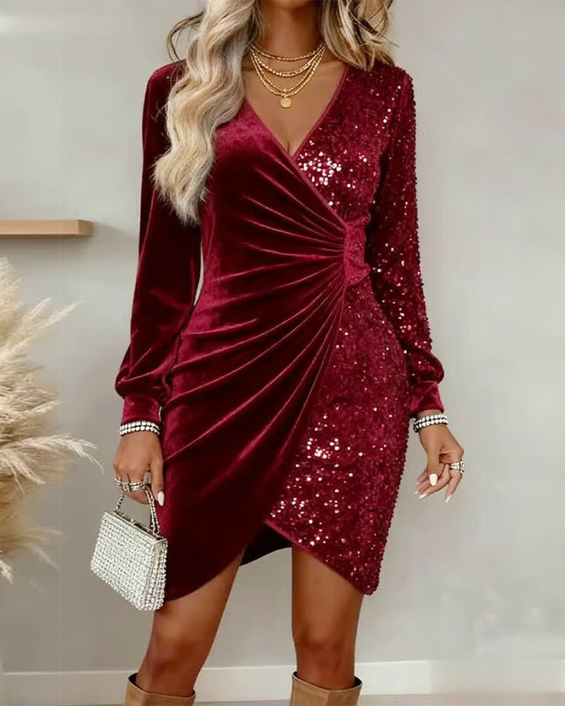 BRIAR | VESTIDO MIDI DE CUELLO EN V CON BRILLO