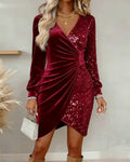 BRIAR | VESTIDO MIDI DE CUELLO EN V CON BRILLO
