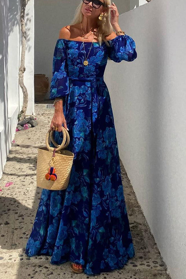 Luna™ | Vestido Largo con Estampado Floral y Mangas Descubiertas