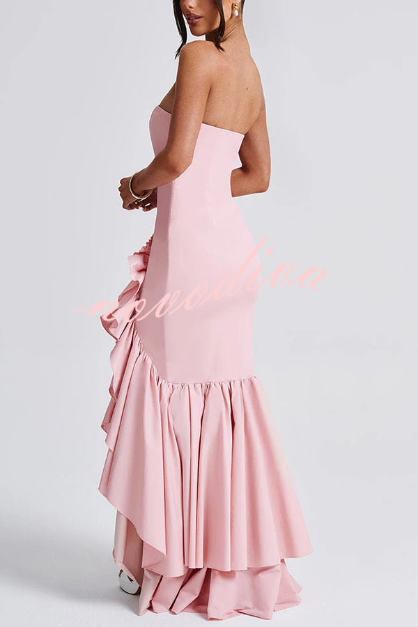 Vestido largo ajustado sexy con hombros descubiertos y bajo irregular