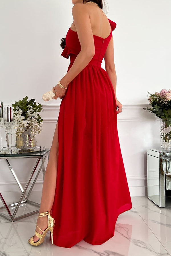 Vestido largo de fiesta Darling Muse asimétrico con volantes