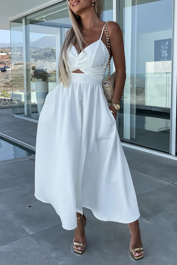 Vestido midi Florida Keys Cutie con bolsillos, aberturas y abertura en la falda