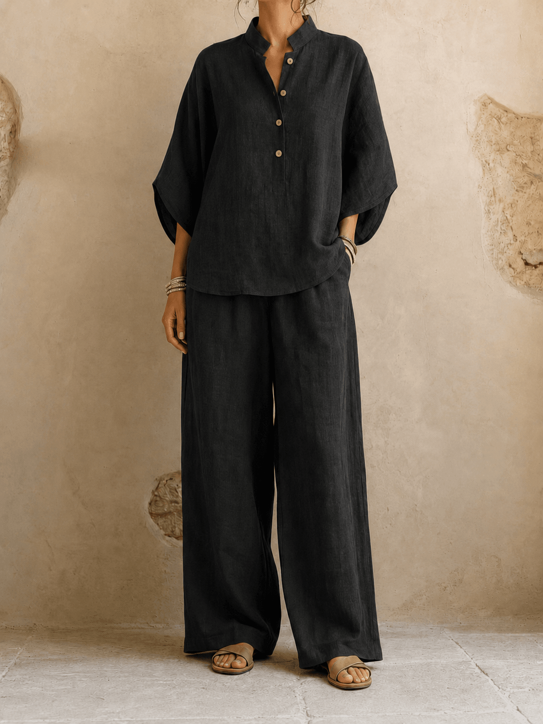 Maribel | Mangas murciélago y pantalón de pierna ancha