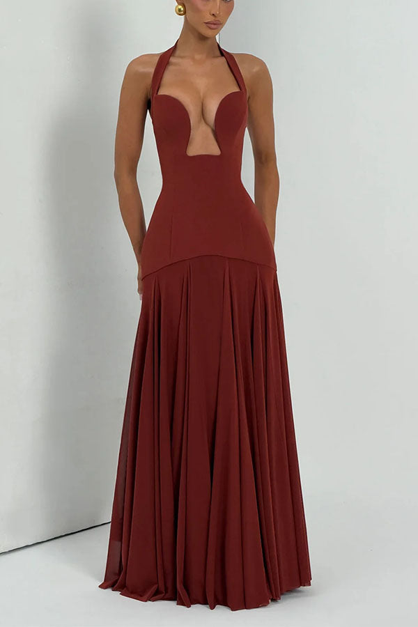 Vestido largo Seraphina con escote de pico profundo