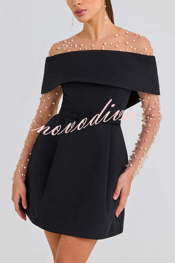 Minivestido Elegant Evening bandeau con solapa, cinturón extraíble y bolsillos