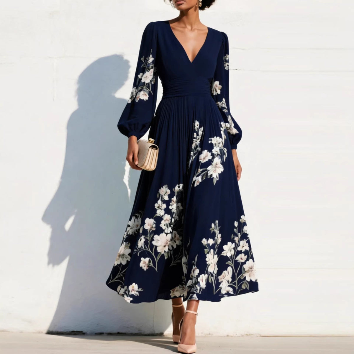 Emmeline | Vestido midi con manga abullonada