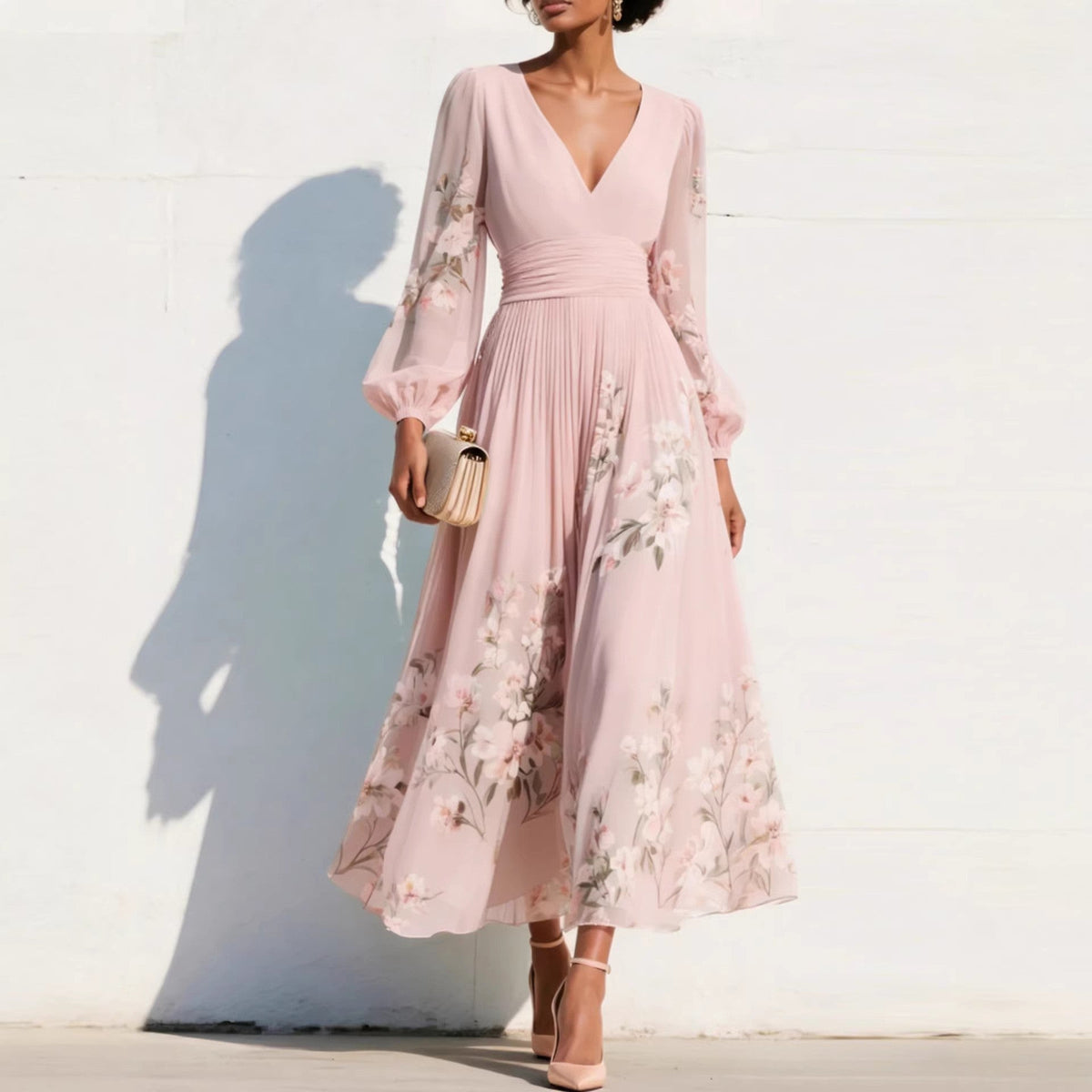 Emmeline | Vestido midi con manga abullonada