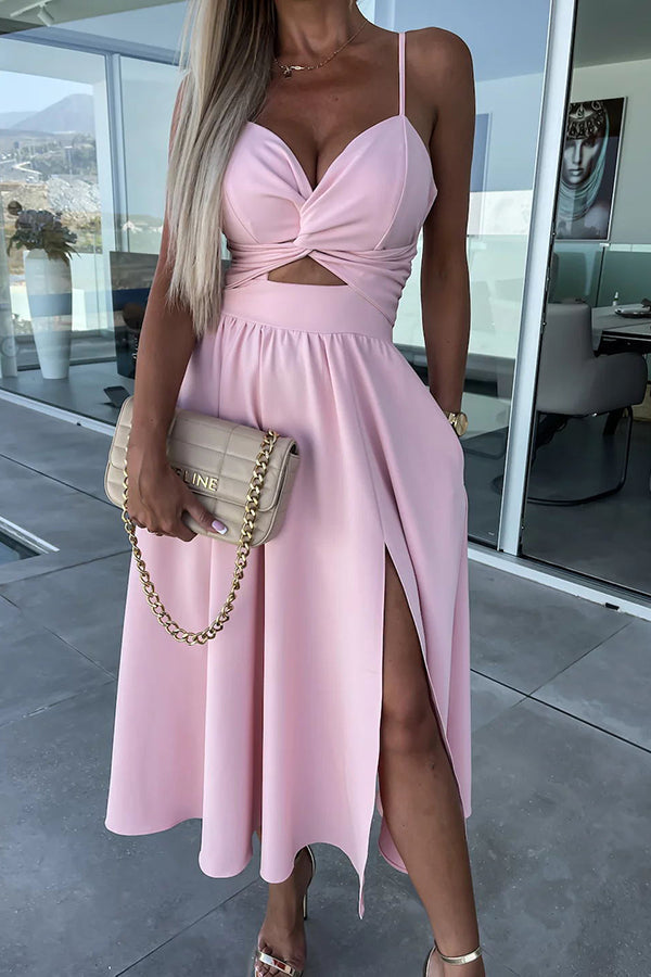 Vestido midi Florida Keys Cutie con bolsillos, aberturas y abertura en la falda