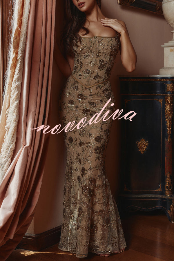 Vestido largo elegante y ajustado con cuello halter, sin mangas, espalda descubierta y lazada