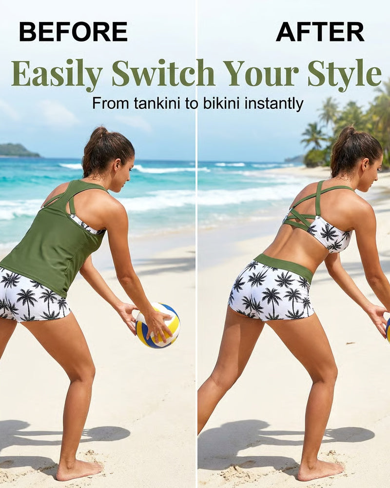 Maren | Conjunto de tres piezas: tankini, bikini y pareo