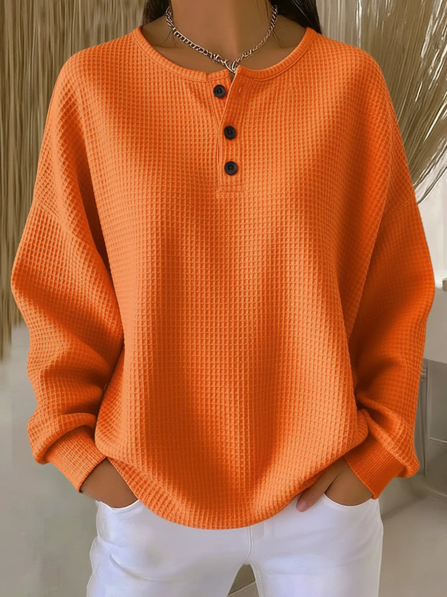 Clara | Camiseta henley de punto gofre, acogedora