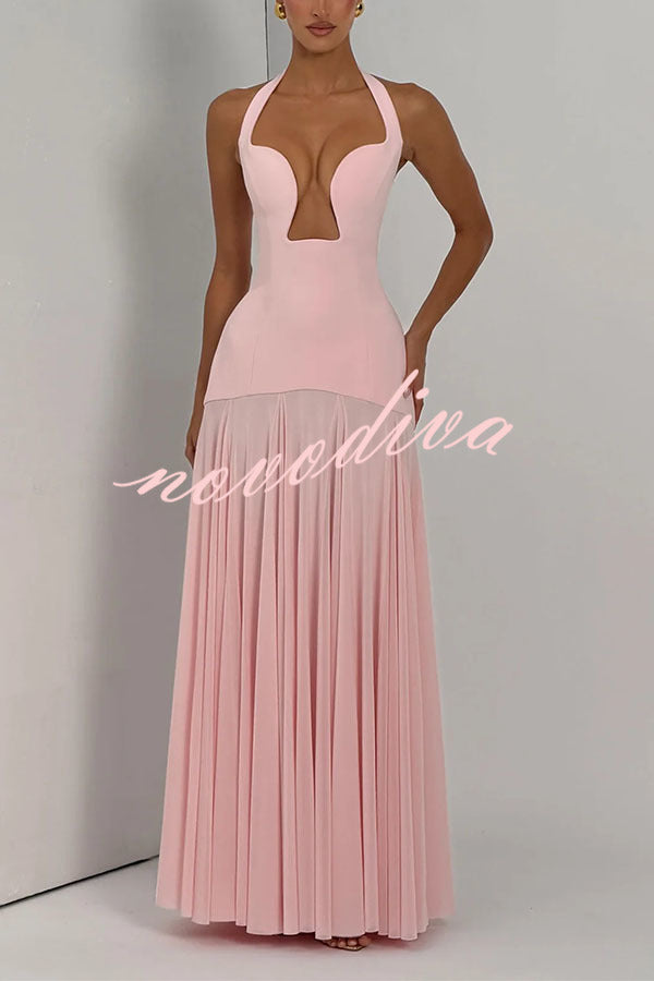 Vestido largo Seraphina con escote de pico profundo