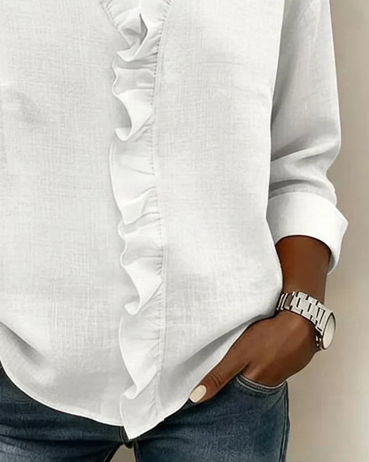 Scarlett | Blusa con volantes, escote en V y manga larga