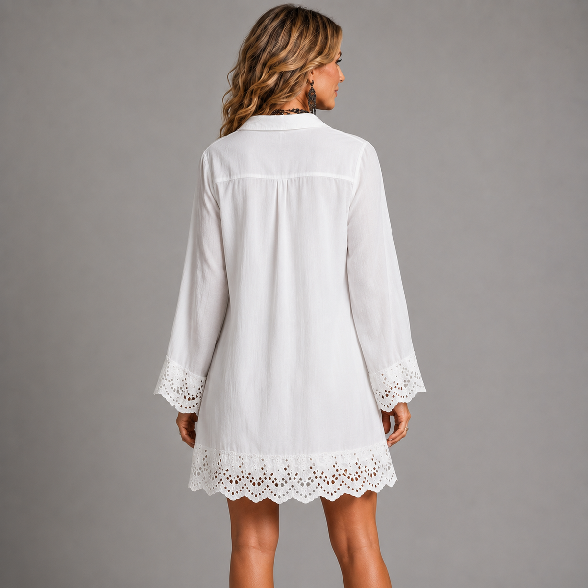 Alessia™ | Vestido corto camisero blanco
