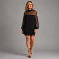 Amélie™ | Mini Vestido Negro con Mangas de Malla