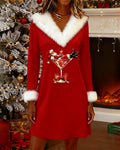 Hollianne™ | Vestido navideño con cuello de pelo