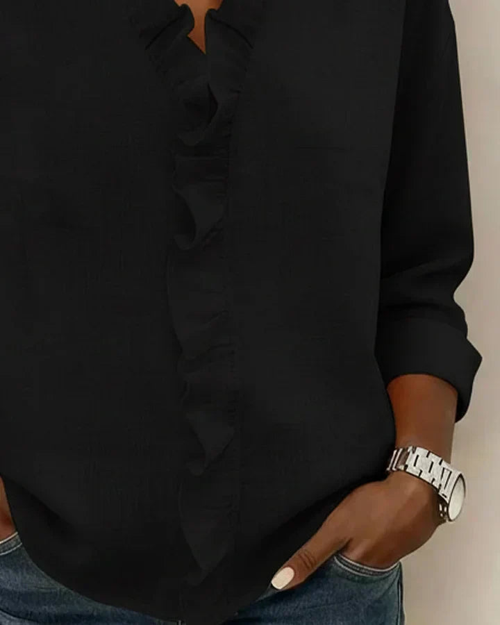 Scarlett | Blusa con volantes, escote en V y manga larga