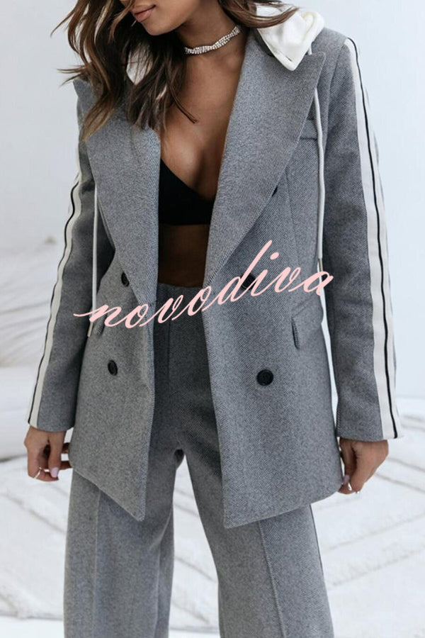Blazer con capucha Easy Street deportivo de patchwork con solapa y botones