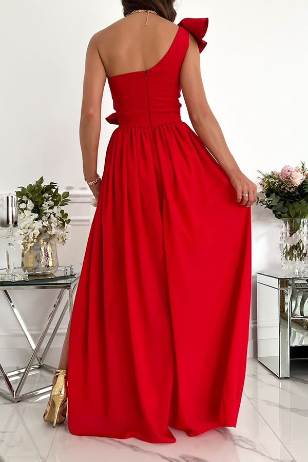 Vestido largo de fiesta Darling Muse asimétrico con volantes