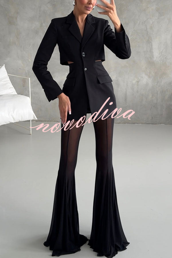 Pantalón elástico sirena Deep Chic de malla con talle alto y cintura elástica