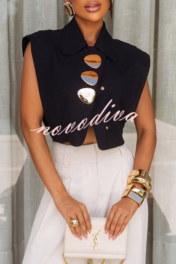 Crop top de tirantes Creative Style con solapa y hebilla metálica
