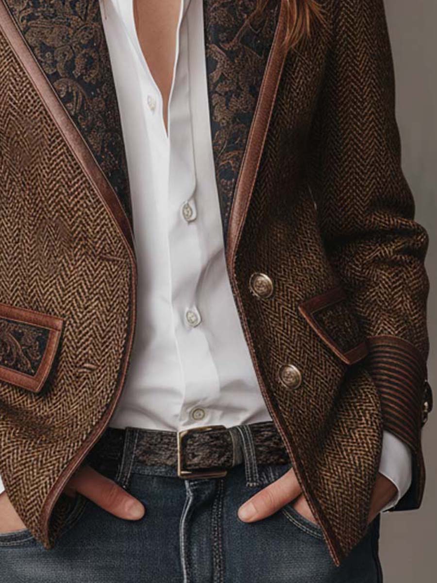 Gisela | Blazer Con Canesú Estampado De Espiga